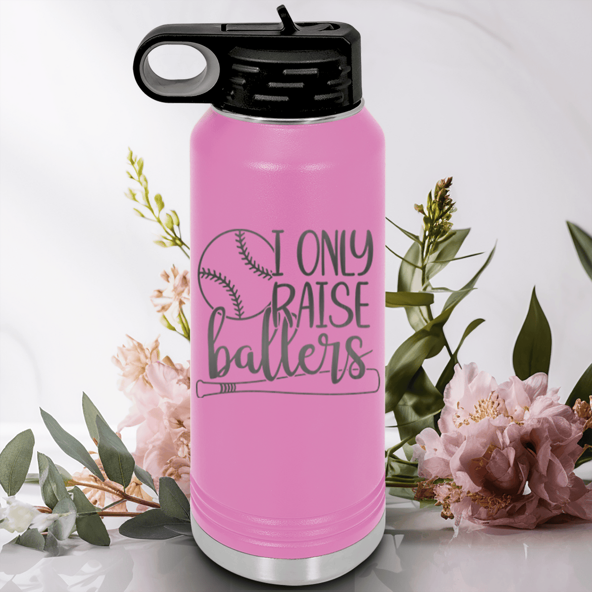 Light Purple Baseball Water Bottle With Raising Future Mvps Design