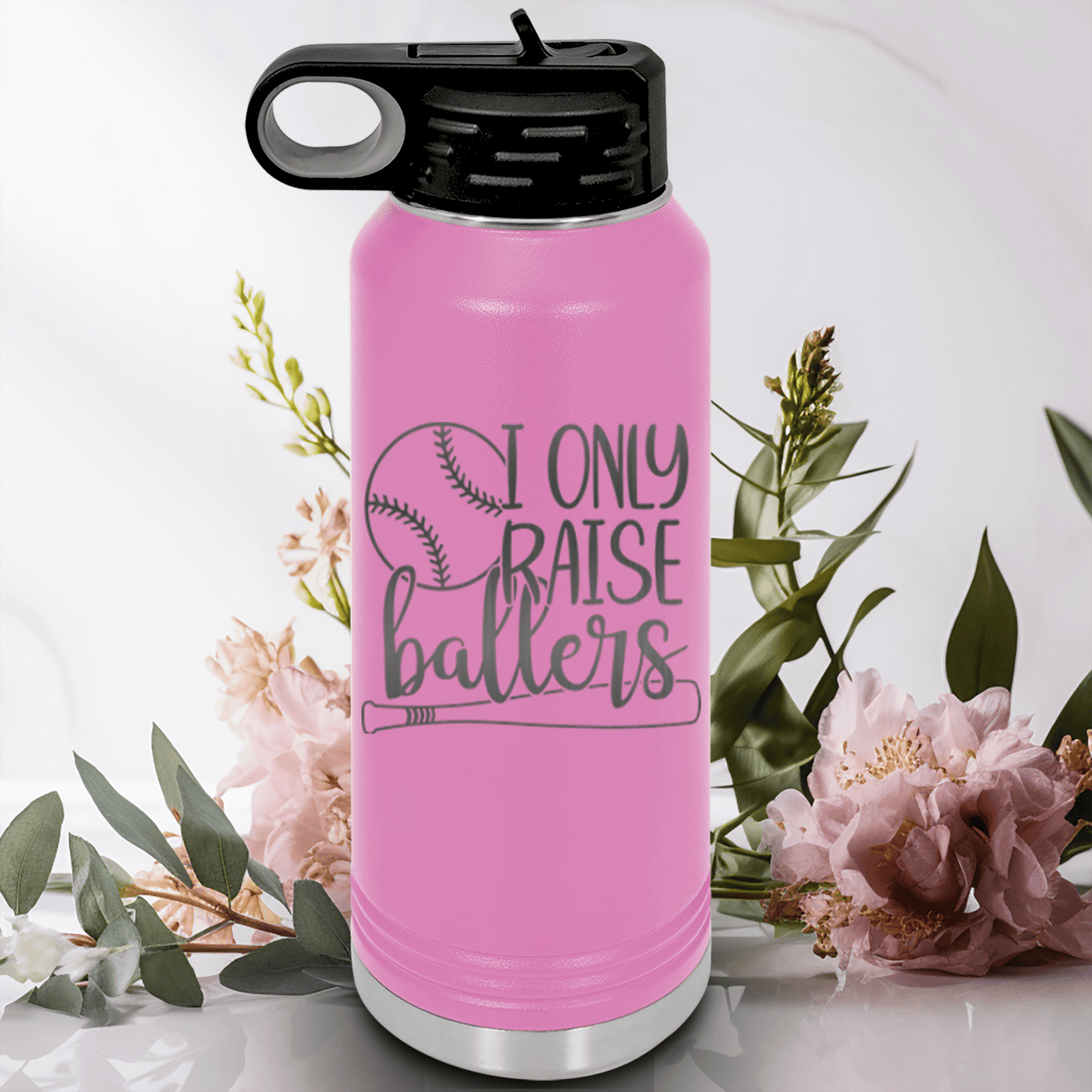 Light Purple Baseball Water Bottle With Raising Future Mvps Design