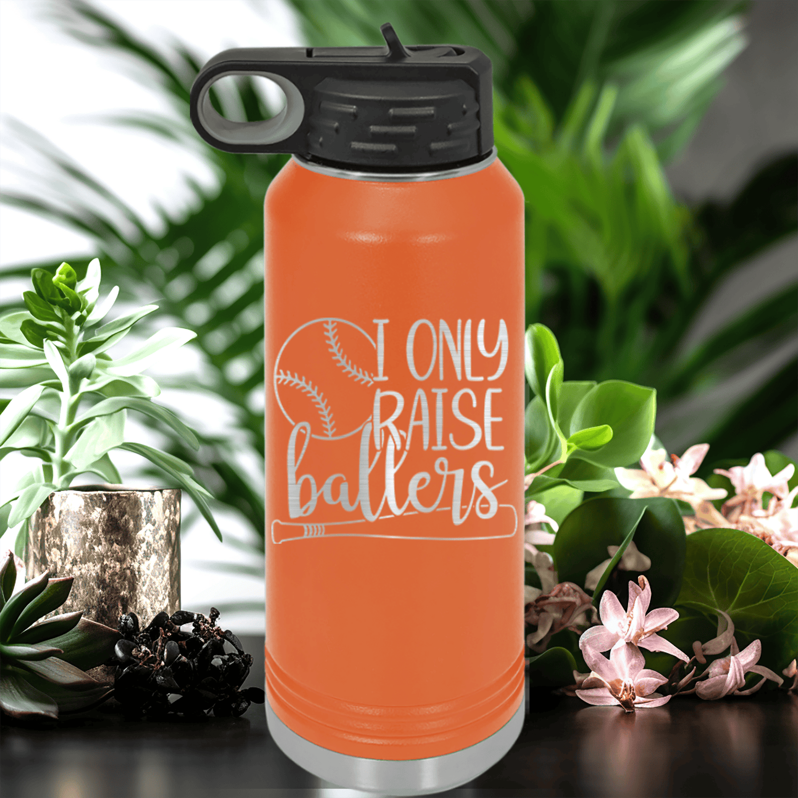 Orange Baseball Water Bottle With Raising Future Mvps Design