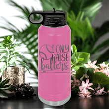 Load image into Gallery viewer, Pink Baseball Water Bottle With Raising Future Mvps Design
