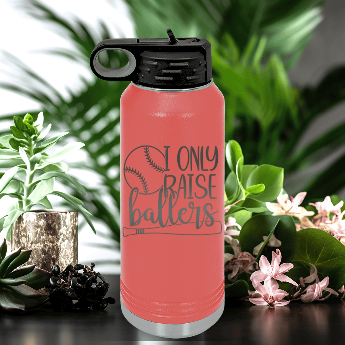 Salmon Baseball Water Bottle With Raising Future Mvps Design
