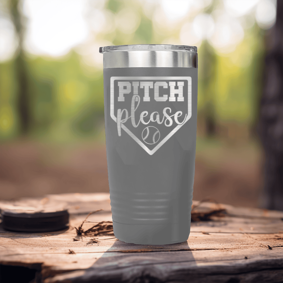 Grey baseball tumbler Sass From The Mound