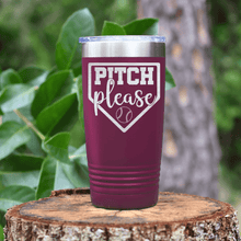 Load image into Gallery viewer, Maroon baseball tumbler Sass From The Mound
