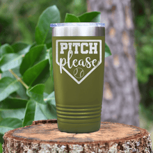 Load image into Gallery viewer, Military Green baseball tumbler Sass From The Mound
