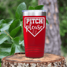 Load image into Gallery viewer, Red baseball tumbler Sass From The Mound
