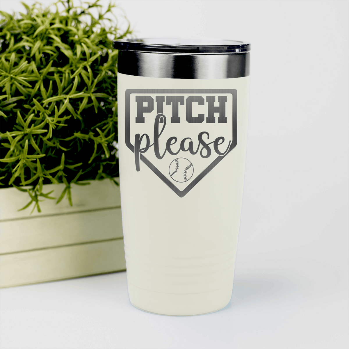 White baseball tumbler Sass From The Mound