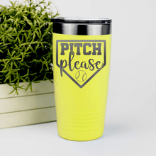 Load image into Gallery viewer, Yellow baseball tumbler Sass From The Mound
