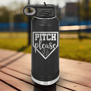 Black Baseball Water Bottle With Sass From The Mound Design