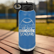 Load image into Gallery viewer, Blue Baseball Water Bottle With Season Of Home Runs Design
