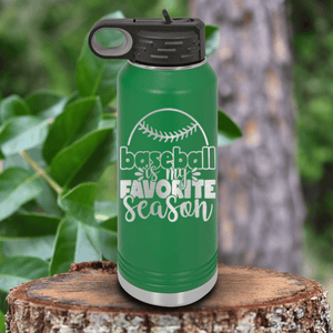 Green Baseball Water Bottle With Season Of Home Runs Design