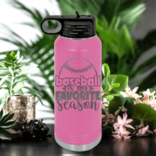 Load image into Gallery viewer, Pink Baseball Water Bottle With Season Of Home Runs Design

