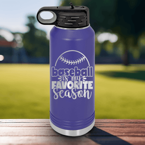 Purple Baseball Water Bottle With Season Of Home Runs Design