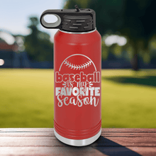 Load image into Gallery viewer, Red Baseball Water Bottle With Season Of Home Runs Design
