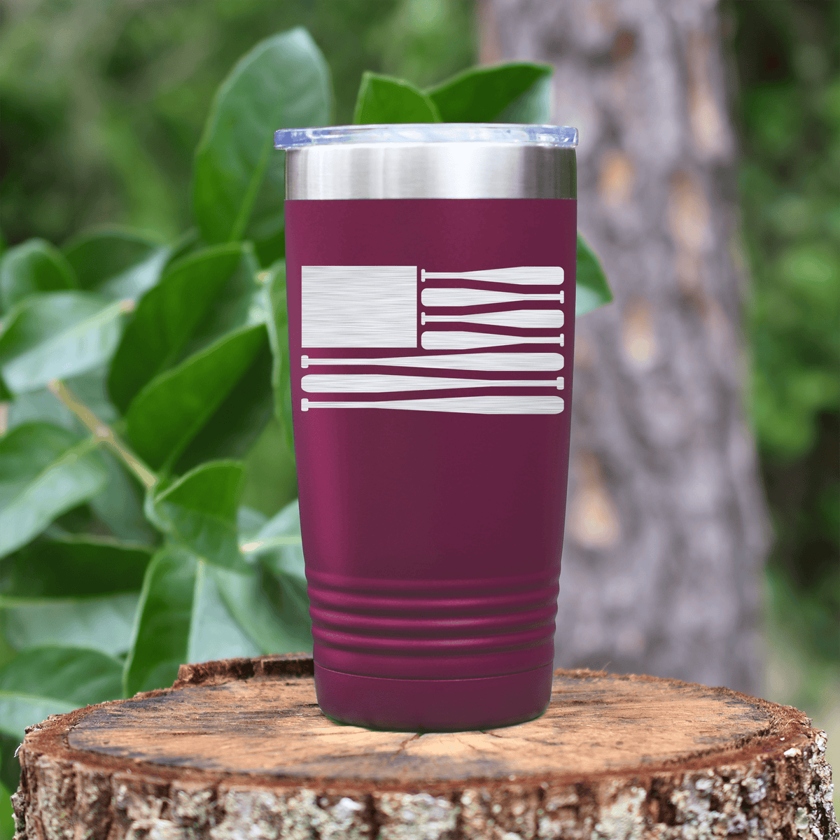 Maroon baseball tumbler Star Spangled Bats