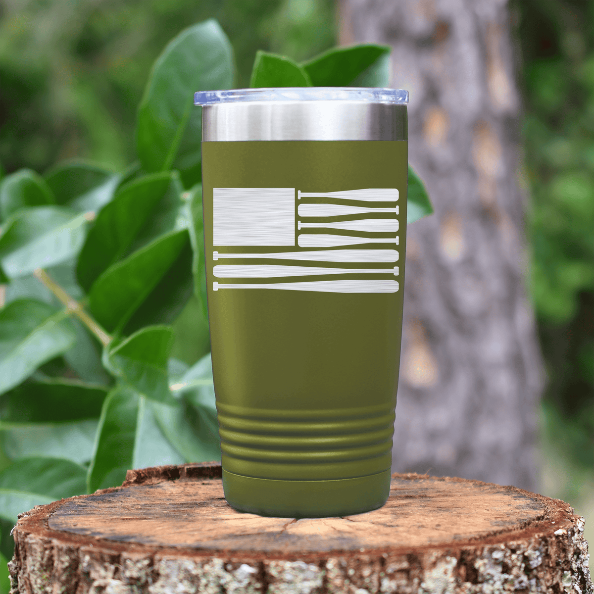 Military Green baseball tumbler Star Spangled Bats
