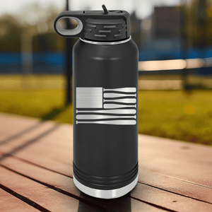 Black Baseball Water Bottle With Star Spangled Bats Design