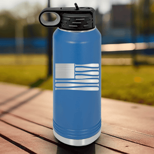 Blue Baseball Water Bottle With Star Spangled Bats Design