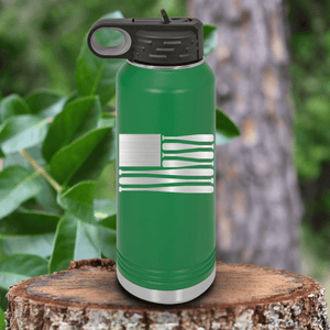 Green Baseball Water Bottle With Star Spangled Bats Design