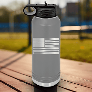 Grey Baseball Water Bottle With Star Spangled Bats Design