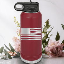 Load image into Gallery viewer, Maroon Baseball Water Bottle With Star Spangled Bats Design
