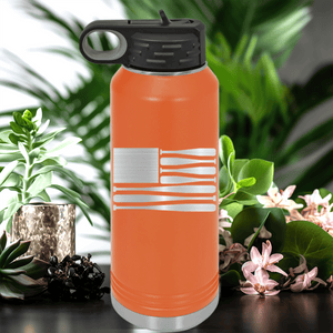 Orange Baseball Water Bottle With Star Spangled Bats Design