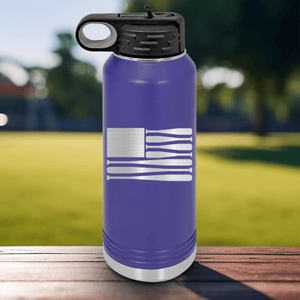 Purple Baseball Water Bottle With Star Spangled Bats Design