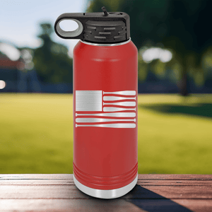 Red Baseball Water Bottle With Star Spangled Bats Design