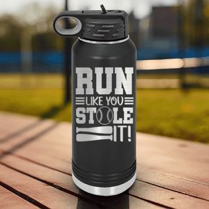 Black Baseball Water Bottle With Swift Baserunner Design
