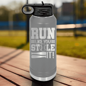 Grey Baseball Water Bottle With Swift Baserunner Design