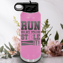 Load image into Gallery viewer, Light Purple Baseball Water Bottle With Swift Baserunner Design
