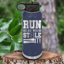 Load image into Gallery viewer, Navy Baseball Water Bottle With Swift Baserunner Design
