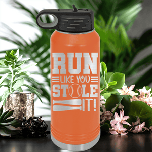 Orange Baseball Water Bottle With Swift Baserunner Design