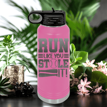 Load image into Gallery viewer, Pink Baseball Water Bottle With Swift Baserunner Design
