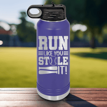 Load image into Gallery viewer, Purple Baseball Water Bottle With Swift Baserunner Design

