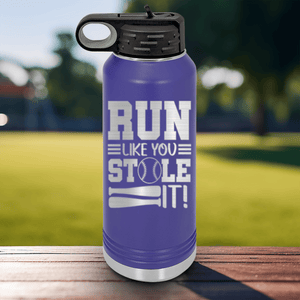Purple Baseball Water Bottle With Swift Baserunner Design