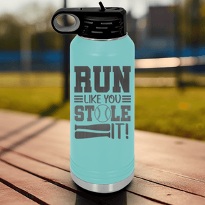 Teal Baseball Water Bottle With Swift Baserunner Design
