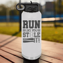 Load image into Gallery viewer, White Baseball Water Bottle With Swift Baserunner Design
