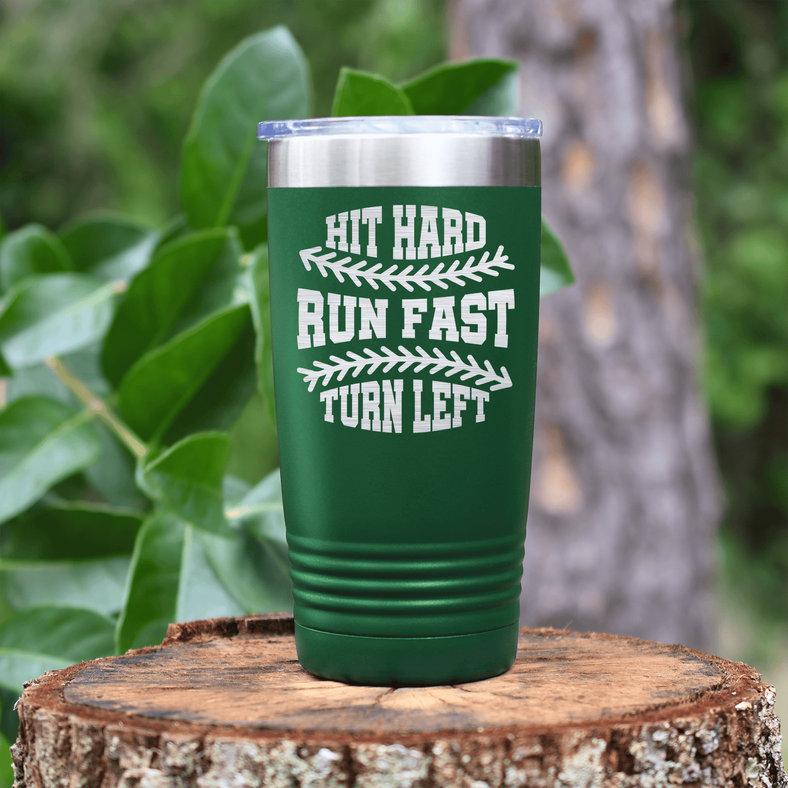 Green baseball tumbler Swing For The Fences