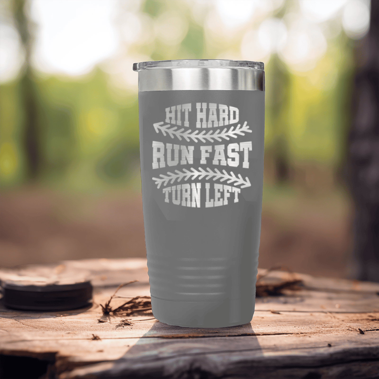 Grey baseball tumbler Swing For The Fences