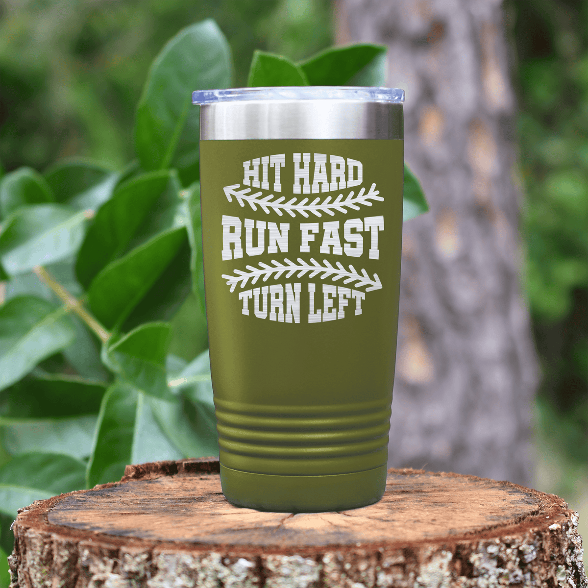 Military Green baseball tumbler Swing For The Fences