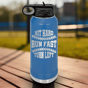 Blue Baseball Water Bottle With Swing For The Fences Design