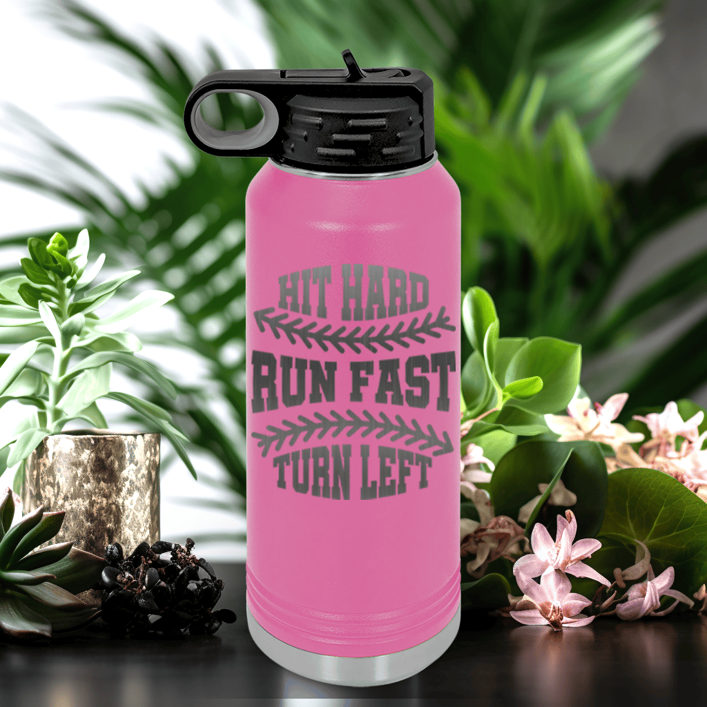 Pink Baseball Water Bottle With Swing For The Fences Design