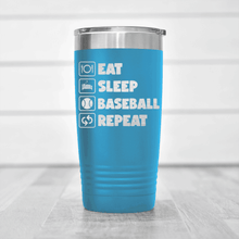 Load image into Gallery viewer, Light Blue baseball tumbler The Baseball Routine
