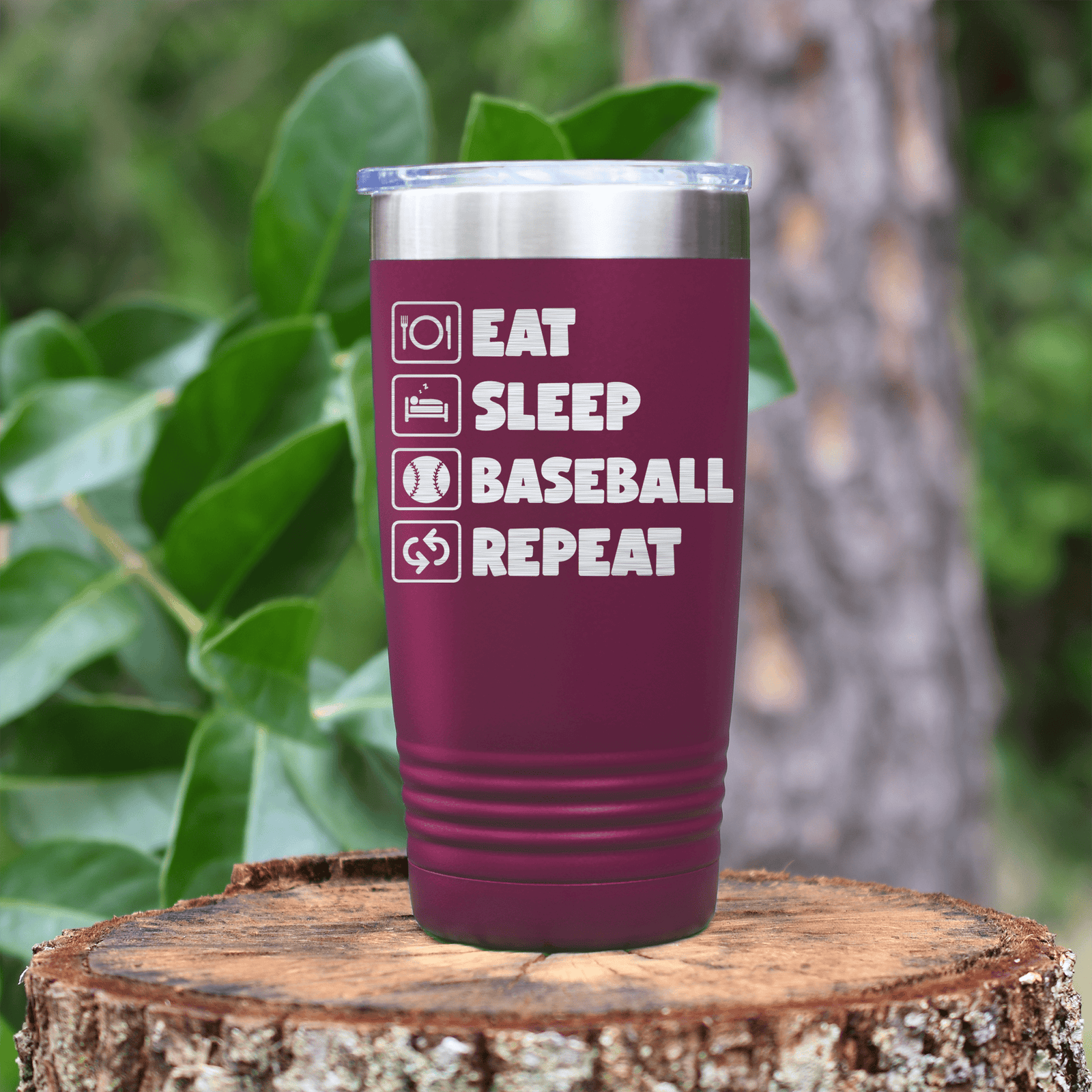 Maroon baseball tumbler The Baseball Routine