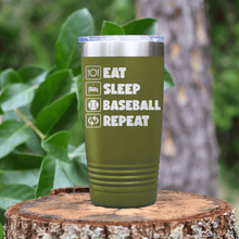 Load image into Gallery viewer, Military Green baseball tumbler The Baseball Routine
