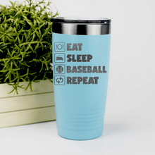 Load image into Gallery viewer, Teal baseball tumbler The Baseball Routine
