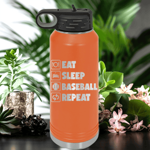 Orange Baseball Water Bottle With The Baseball Routine Design