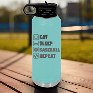 Teal Baseball Water Bottle With The Baseball Routine Design