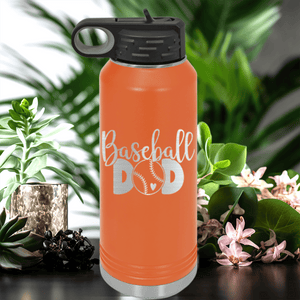 Orange Baseball Water Bottle With Ultimate Baseball Father Design