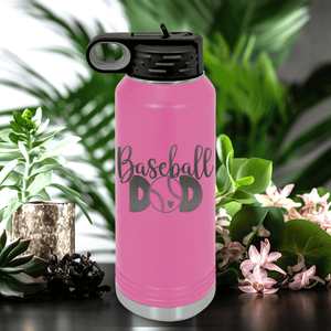 Pink Baseball Water Bottle With Ultimate Baseball Father Design